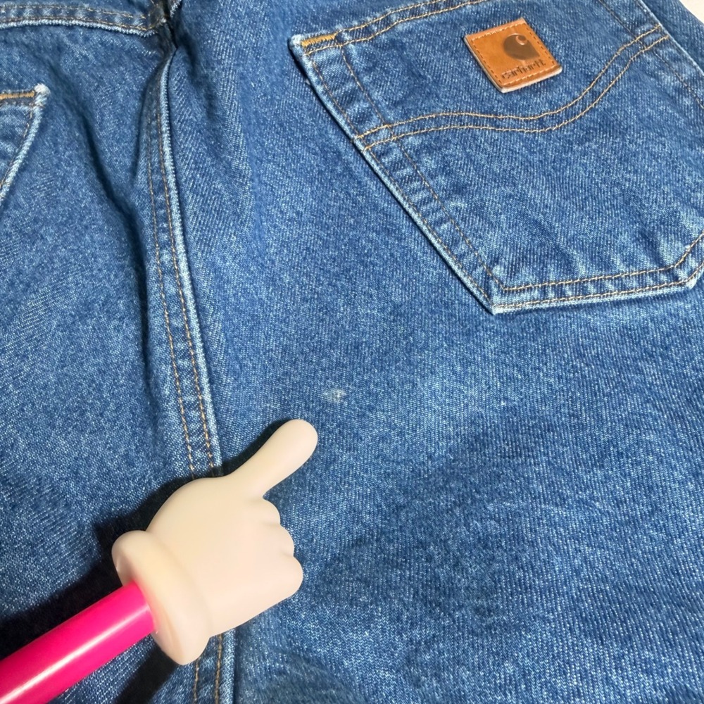 Carhartt Relaxed Fit Flannel Lined Jeans 36x32 Blue Denim Workwear - Picture 12 of 14